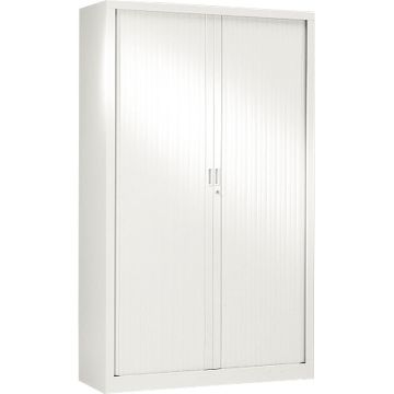 Armoire à rideaux soudée monobloc : haute H 198cm x 120 cm Generic VINCO  4 tablettes Blanc et Blanc