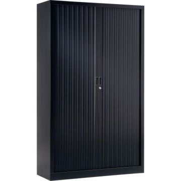 Armoire à rideaux haute 4 tablettes H198cm Generic Anthracite + rideaux anthracite ou érables 