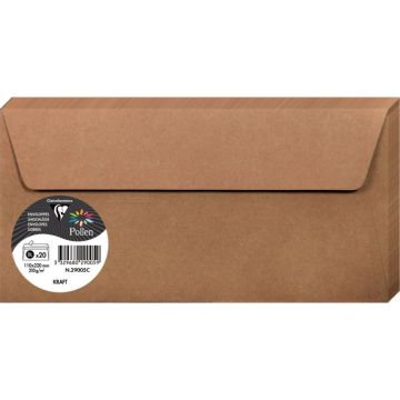 Paquet de 20 enveloppes Pollen Clairefontaine format 110x220mm 120g kraft