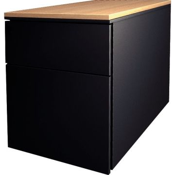 Caisson métallique mobile 3 tiroirs plateau mélamine hêtre/corps anthracite