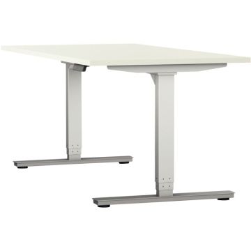 Bureau individuel Slade L140xP80cm plateau blanc/piètement blanc