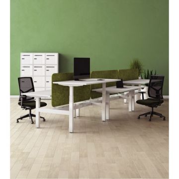 Bureau individuel Slade L180xP80cm plateau blanc/piètement blanc