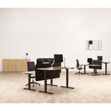 Bureau partagé Slade L180xP80cm plateau chêne brunswick/piètement noir