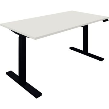Bureau à réglage électrique Guera 2 L160xP80cm plateau blanc/piètement noir
