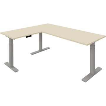 Bureau électrique Slade L180xP80cm avec retour plateau érable/piètement alu