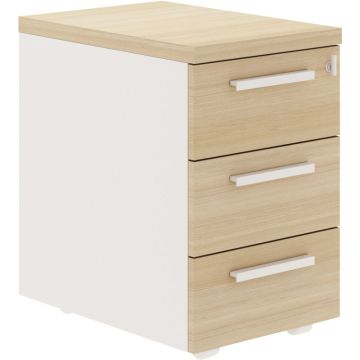 Caisson mobile 3 tiroirs L42xH65xP60cm chêne structuré/blanc BRABANT