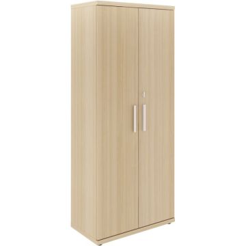 Rangement haut 2 portes L80xH194xP45cm chêne structuré/blanc BRABANT