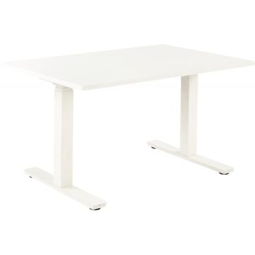 Bureau assis debout L140 cm Boost plateau blanc/piètement blanc