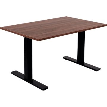 Bureau assis debout L140 cm Boost plateau noyer/piètement noir