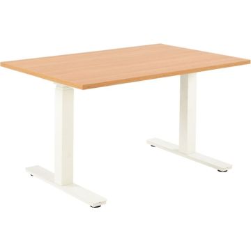 Bureau assis debout L140 cm Boost plateau chêne/piètement blanc