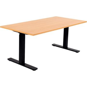 Bureau assis debout L160 cm Boost plateau hêtre/piètement noir