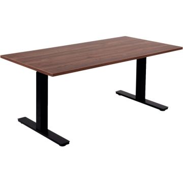 Bureau assis debout L160 cm Boost plateau noyer/piètement noir
