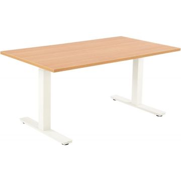 Bureau assis debout L160 cm Boost plateau chêne/piètement blanc
