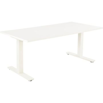 Bureau assis debout L180 cm Boost plateau blanc/piètement blanc