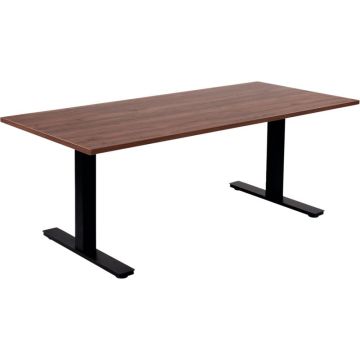 Bureau assis debout L180 cm Boost plateau noyer/piètement noir