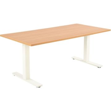 Bureau assis debout L180 cm Boost plateau chêne/piètement blanc