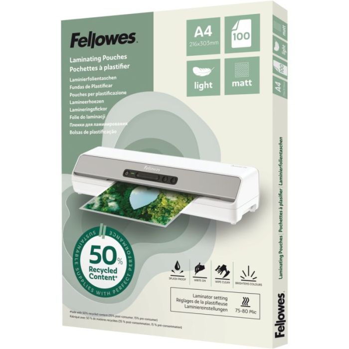 Boîte de 100 pochettes de plastification mates A4 80 microns Poch & access pour plastif. a chaud