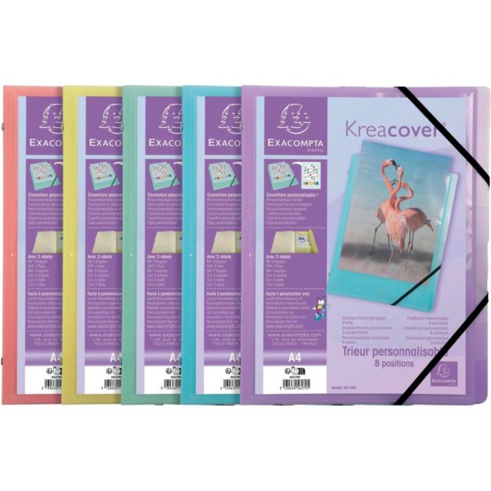 Trieur personnalisable KREACOVER Pastel en polypropylène, 8 compartiments, coloris assortis Trieurs simples