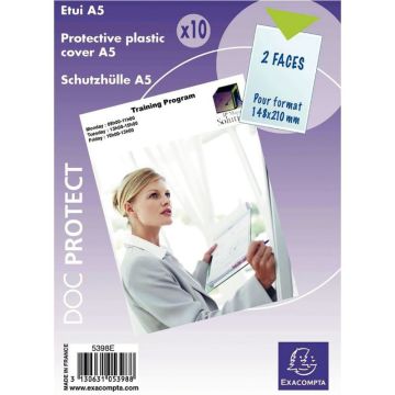 Sachet de 10 étuis en PVC lisse 20/100ème pour format A5
