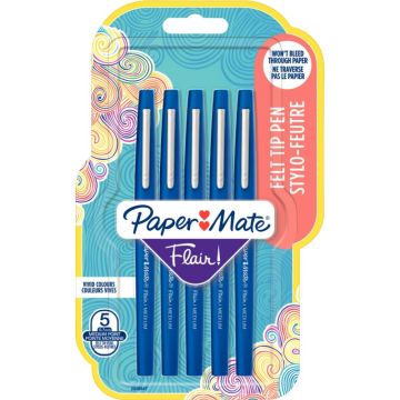 Blister de 5 feutres Flair bleus
