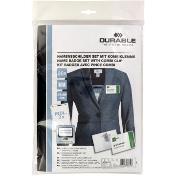 Paquet de 20 badges + pince combi