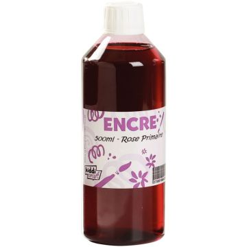 Flacon 500 ml d'encre à dessiner, coloris  rose