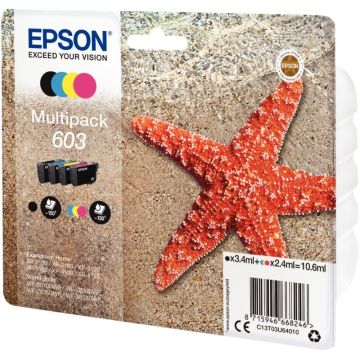 Epson ETOILE DE MER / 603 pack de de 4 cartouches jet d'encre noire, cyan, magenta et jaune authentique (T03U640)