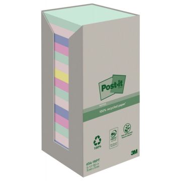 Tour distributrice de 16 blocs de 100 feuilles post-it recyclées 76 x 76 mm collection nature