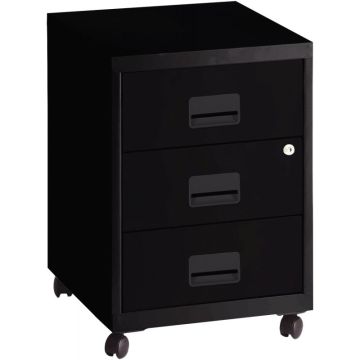 Caisson de bureau métal 3 tiroirs noir