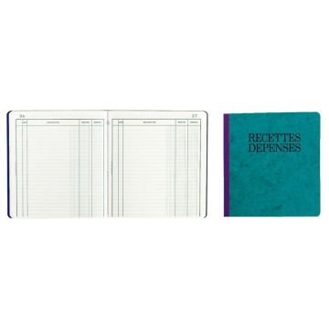 Piqûre de 80 pages recettes/dépenses format 21 x 19 cm