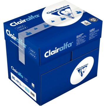 Carton de 5 ramettes de 500 feuilles format A4 80g blanc CLAIRALFA