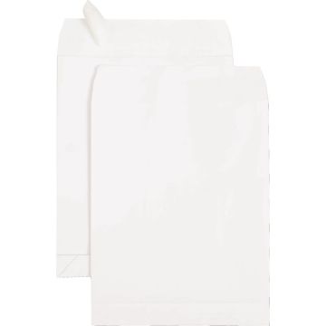 Paquet de 50 pochettes blanches 229x324mm 120g soufflet 30mm bande siliconée