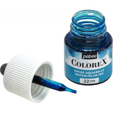 Boîte de 10 Flacons 45 ml d'encre à dessiner COLOREX, coloris assortis