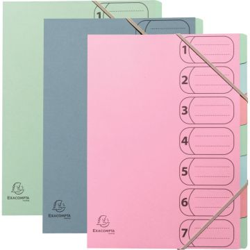 Trieur en carte recyclée AUTENTIK 7 compartiments, coloris assortis