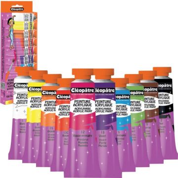 Boite de 10 tubes de peinture Acrylique 10ML coloris assortis