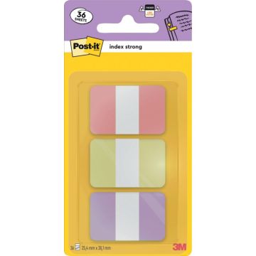 Carte de 36 index rigide standard format 25,4 x 38 mm rose, jaune, violet
