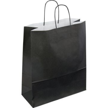 Paquet de 50 sacs Kraft noir 35+14x40 poignées torsadées
